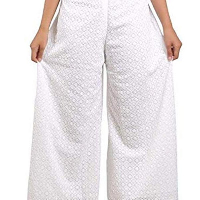 Women's White Coloured Palazzo Pants
